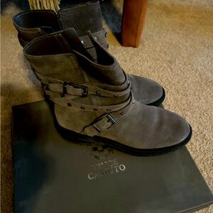 Vince Camuto suede gray motor cycle boots!!